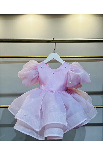 Laresse İncili Balon Kollu Tokalı Kız Çocuk Abiye Elbise