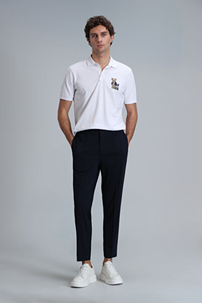 Lufian Tricou polo pentru bărbați alb - Crystal Smart