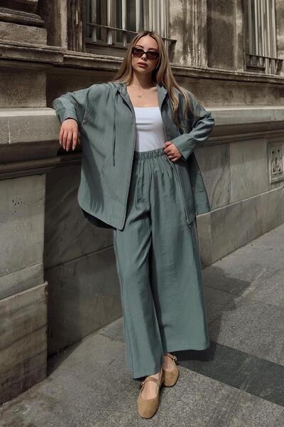 Olcay Kapucnis laza modális dupla öltöny KHAKI 9294-TK