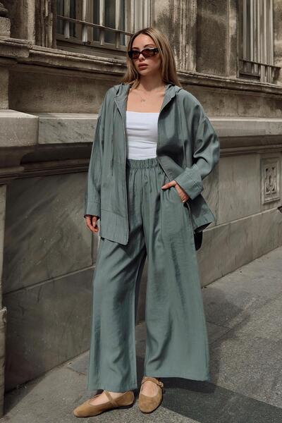 Olcay Kapucnis laza modális dupla öltöny KHAKI 9294-TK