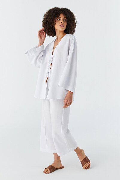 Shopping Shop Linen Kimono Suit White