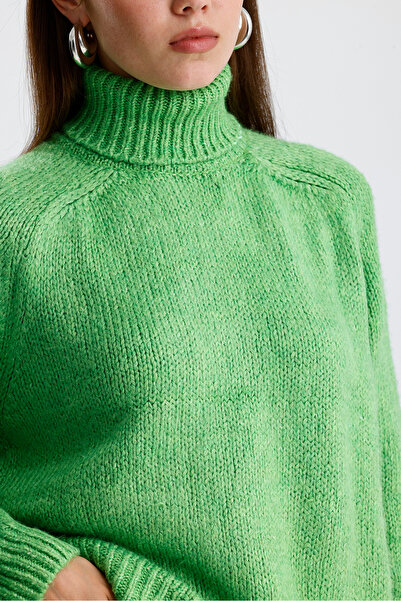 Figo Turtleneck Raglan Sleeve Ribbed Knitwear Sweater