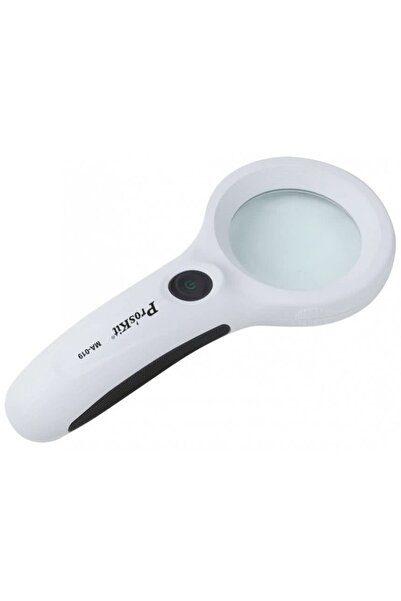 Home Lupă portabilă MA-019 cu tester LED și UV – mărire 3x, lentilă din sticlă ∅56 mm, 8 LED-uri