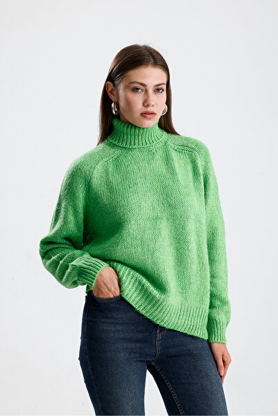 Figo Turtleneck Raglan Sleeve Ribbed Knitwear Sweater