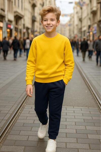 Cloise Unisex Çocuk Lastik Paça Şardonlu Lacivert Eşofman Alt