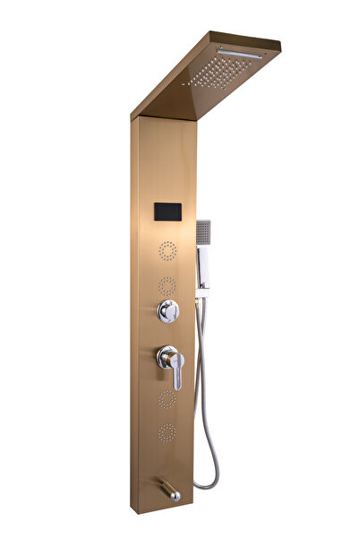 Trendy's Panou de dus cu hidromasaj TRENDY’S, inox 5 functii digital cu led, gold satin