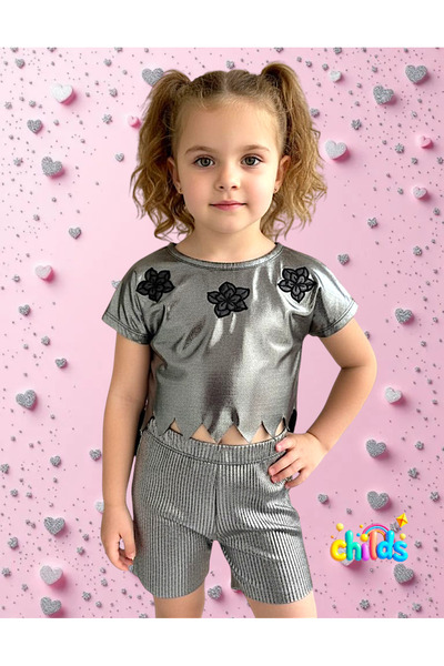 childs Двукомпонентен летен комплект с шорти, Fantasy, лъскав, изрязан с лазе...