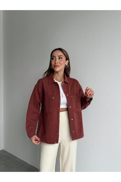 Maldia Shop Women's Gabardine Fabric Tile Shirt with Pocket Detail