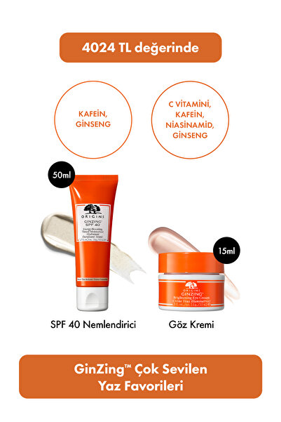 Origins GinZing™ Çok Sevilen Yaz Favorileri: SPF40 Nemlendirici 50ml & Göz Kremi 15ml