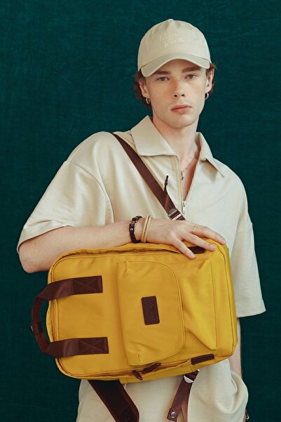 Nordbron Lucerne Unisex Hardal Su Geçirmez Okul Backpack Günlük Çok Bölmeli 15 Inç Laptop Sırt Çantası