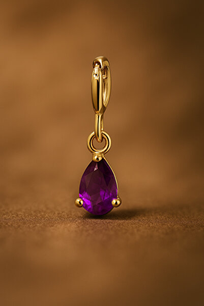 Ariş Ametist Taşlı Charm Altın Kolye Ucu