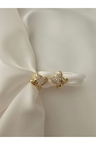 Zivazer Store Çelik kararmaz xuping 14 ayar altın renginde minik kalpli halka küpe