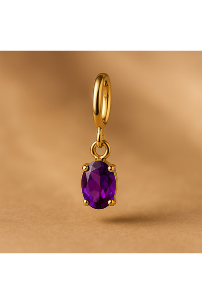 Ariş Ametist Taşlı Charm Altın Kolye Ucu