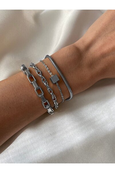 ATALYA ACCESSORY سوار نسائي رباعي اللون مصنوع من الفضة