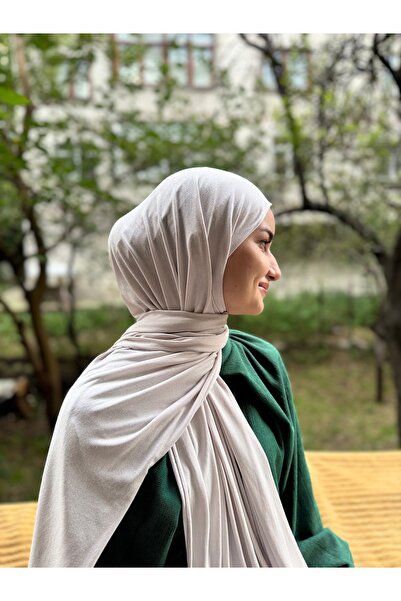 shalby Χτενισμένο βαμβακερό σάλι Hijab Μπεζ