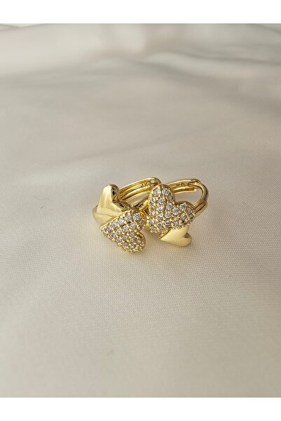 Zivazer Store Çelik kararmaz xuping 14 ayar altın renginde minik kalpli halka küpe