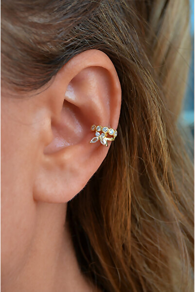 Sacce Scarves&Accessories Kelebekli Sıkıştırmalı Kıkırdak Küpesi Taşlı Earcuff