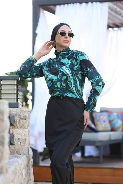 NS TASARIM MAYO Seren Model Allerli Tasarım Tesettür Tulum Mayo