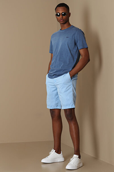 Lufian Zegler Sports Men's Chino Shorts Slim Fit Blue