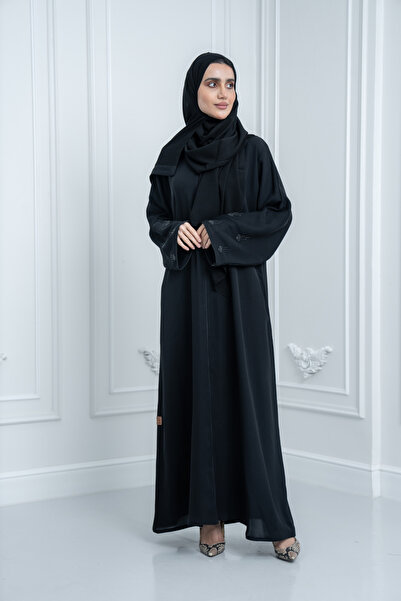 LAVİNİA عباية نسائية من لافينيا, قماش الفرسان بأكمام مطرزة يدوي.