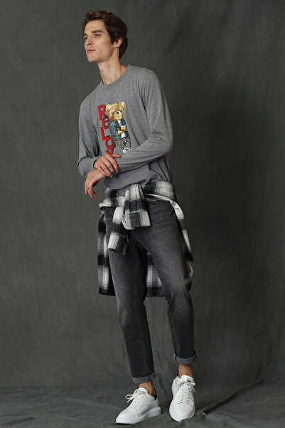 Lufian Domınıc Erkek Uzun Kol Tişört Gri