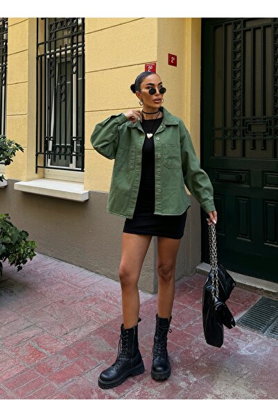 LB Laluna Butik Γυναικείο Casual Πουκάμισο Μπουφάν Oversize