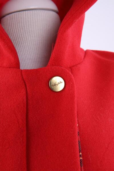 Babyhola Baby Girl Cotton Lined Hooded Fur Detailed Stamp Coat Winter 13494