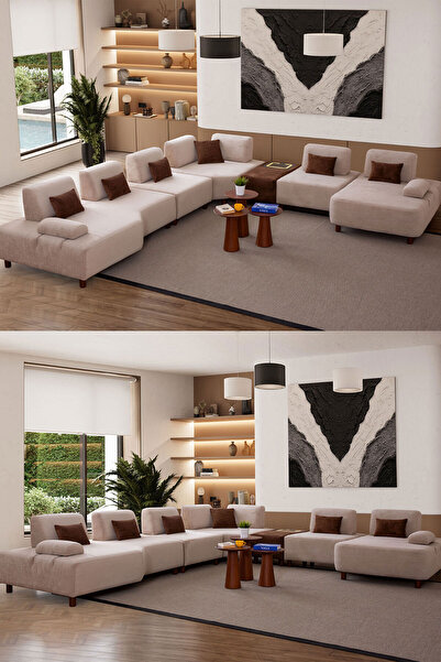 Yakamoz home Agon Modern Modüler Mekanizmalı Köşe Koltuk Takımı