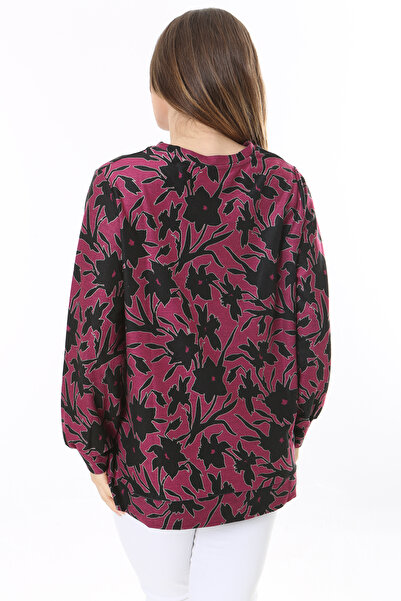 Şans Kadın Büyük Beden Renkli Desenli Sweatshirt 65N37809