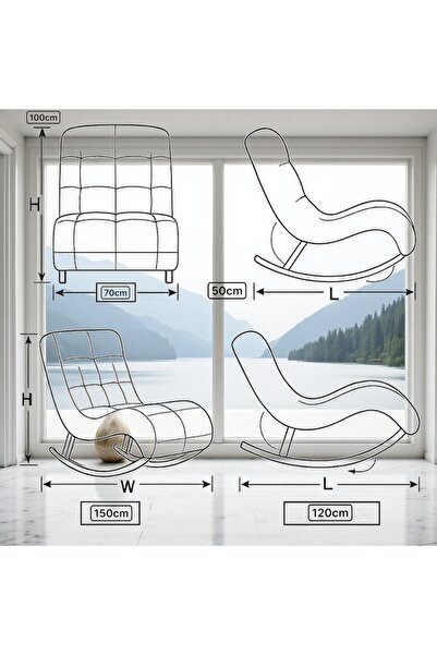 Smarto relax Sallanan Koltuk – Beyaz Teddy Kumaş, Modern Ahşap Ayaklı Geniş Dinlenme Koltuğu 160x75