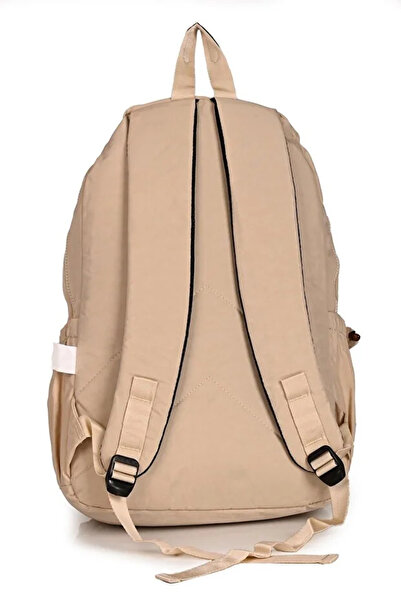 Catwins Σχολικό σακίδιο πλάτης Unisex από ύφασμα Crinkle με μπεζ αξεσουάρ - Γυμνάσιο 1660