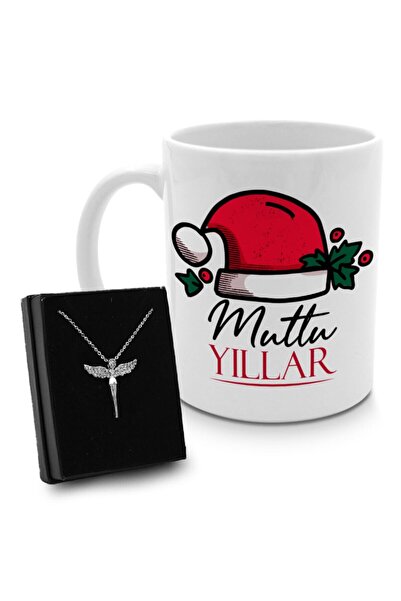 Apollon Gift Shop Yılbaşına Özel Tasarım Kupa Gümüş Renk Kaplama Melek Kolye