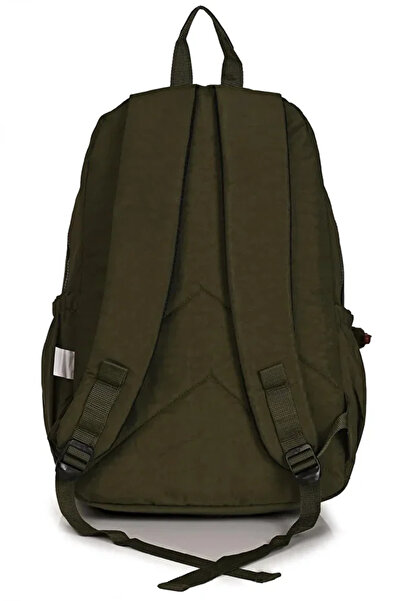 Catwins Σχολικό σακίδιο πλάτης Unisex από ύφασμα Crinkle με αξεσουάρ χακί - Γυμνάσιο Λυκείο 1660