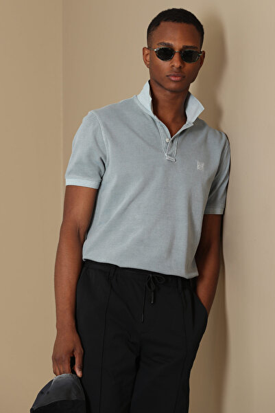 Lufian Ανδρικό μπλουζάκι Water Green Vernon Sports Polo Neck