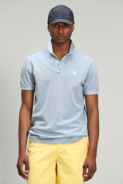 Lufian Ανδρικό αθλητικό μπλουζάκι με λαιμόκοψη σε γαλάζιο χρώμα Vernon