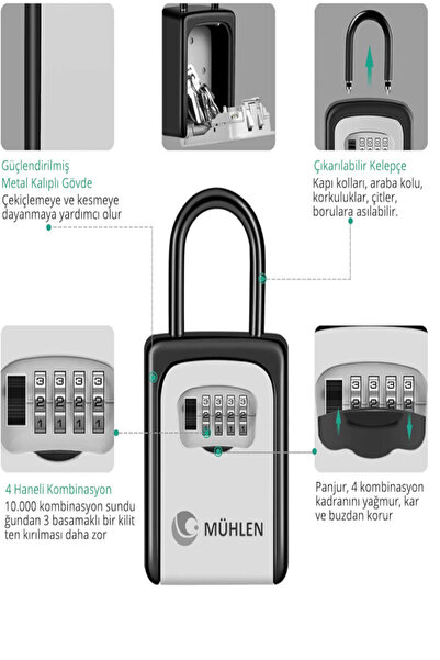 Mühlen KEY 4 Safe-key 4 Askı Kelepçeli & Şifreli Anahtar Kasası
