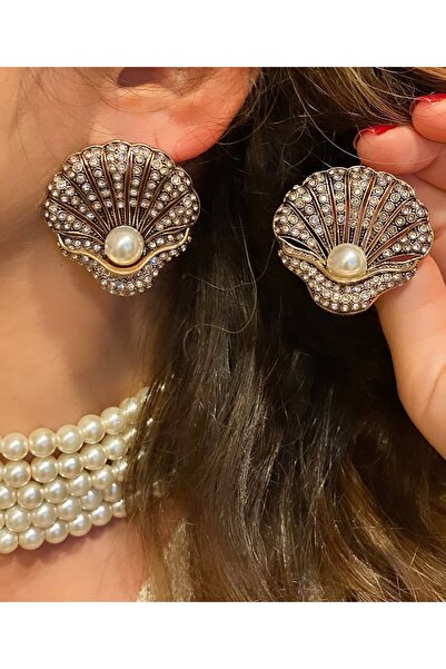 TMD AKSESUAR البحر شل الزركون حجر اللؤلؤ القرط العتيقة