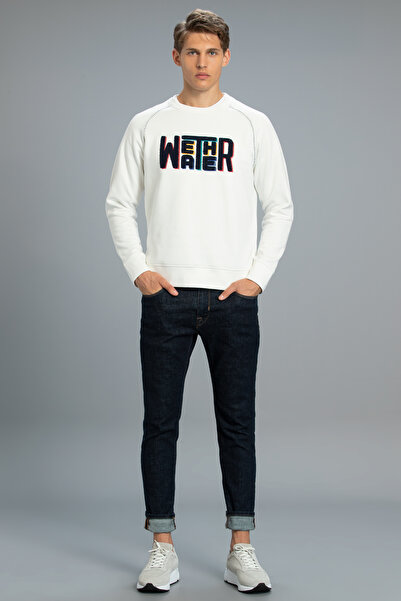 Lufian Mounth Erkek Sweatshirt Kırık Beyaz