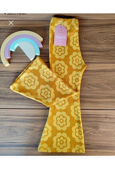 Babyelisco Sarı çiçekli çocuk İspanyol paça tayt