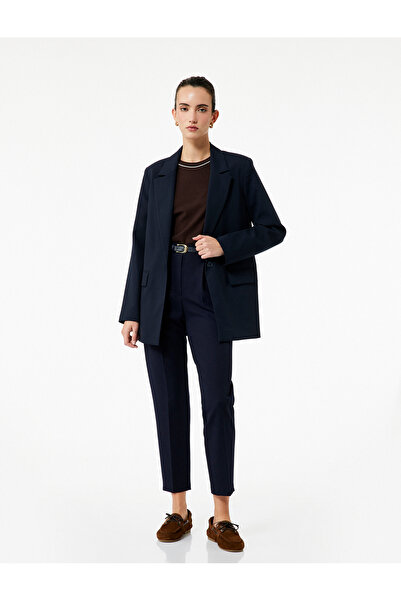 Koton Slim Fit High Waist Belted Cigarette Fabric Trousers