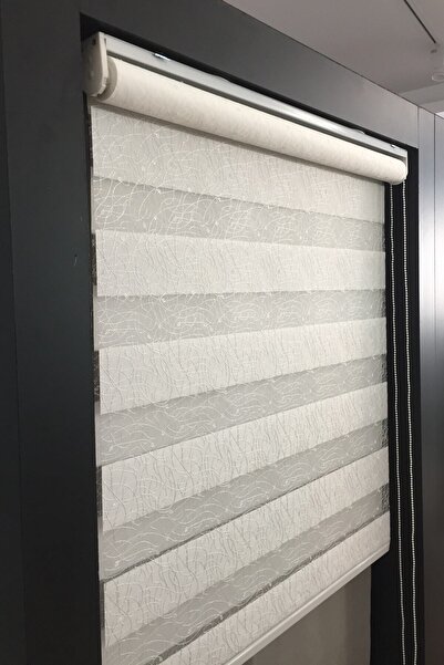 CLARISS HOME Zebra Perde Işlemeli Nakış Desenli Krem