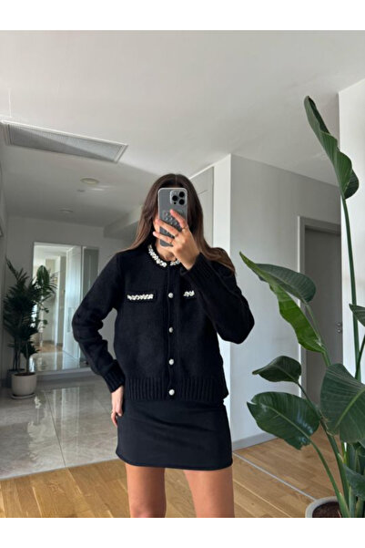 NATUFIAN STORE Cardigan moale pentru femei, cu buzunar cu pietre, cu decolteu rotund