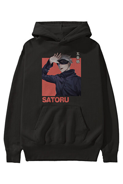 Ankhises SATORU GOJO 2 Anime Front Štampano Crna majica sa kapuljačom Oversiz...