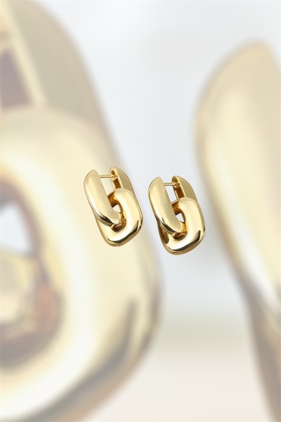 Sevilgülgünfinecrafts Thick Formed Women's Earrings with Chain Ring |   Glamour and Timeless Elegance