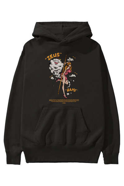 Ankhises Zeus Nami Anime з попереднім принтом Чорна худі Oversize з капюшоном...