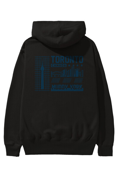 Ankhises Toronto Back Štampano Crna Oversize kroj Sa kapuljačom Dukserica Muš...