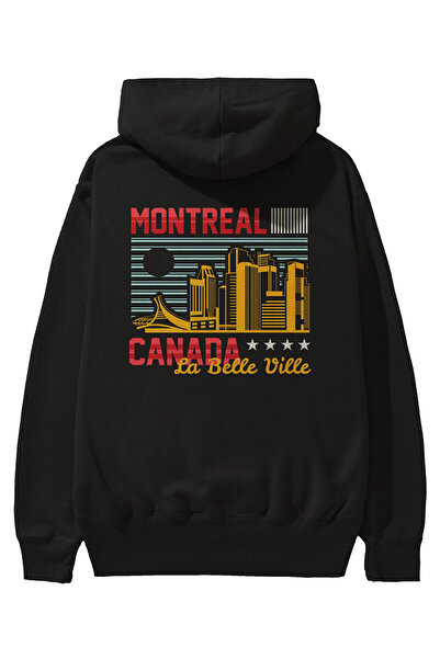 Ankhises Montreal Back Štampano Crna Oversize kroj Sa kapuljačom Dukserica Mu...