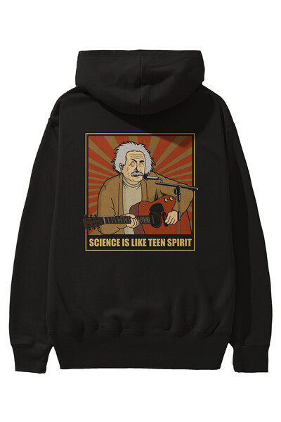 Ankhises Kurt Einstein Back Štampano Crna Oversize kroj Sa kapuljačom Dukseri...