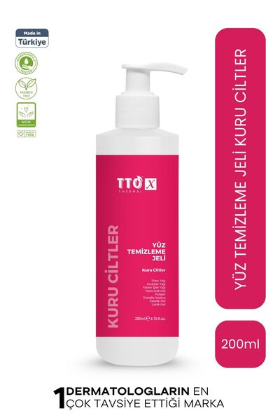 TTO X Yüz Temizleme Jeli – Kuru Ciltler İçin Nemlendirici & Nazik Formül 200 ml