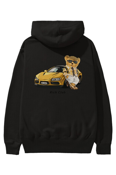 Ankhises Teddy Bear Rich Club Back Štampano Crna Oversize kroj Sa kapuljačom ...